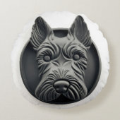 スコティッシュテリアドッグ3D インスパイア ラウンドクッション (正面)