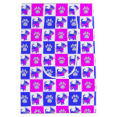 スコティッシュテリアドッグ&ポー熱狂するホットピンクとブルー ミディアムペーパーバッグ (裏面)