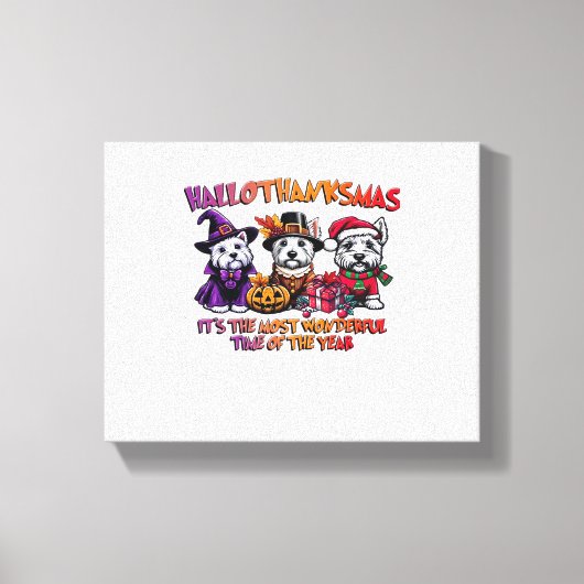 スコティッシュテリアハロウィンサンクスギビングクリスマス キャンバスプリント (正面)