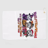 スコティッシュテリアハロウィンサンクスギビングクリスマス ゴルフタオル (横)