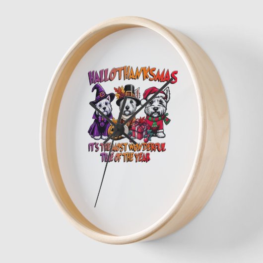 スコティッシュテリアハロウィンサンクスギビングクリスマス 壁時計 (傾斜)