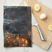 スコティッシュテリアハロウィン不気味 キッチンタオル (四つ折り)
