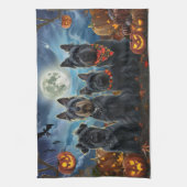 スコティッシュテリアハロウィン不気味 キッチンタオル (縦)