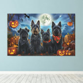 スコティッシュテリアハロウィン不気味 キャンバスプリント (インサイチュ (ウッドフロア))