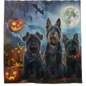 スコティッシュテリアハロウィン不気味 シャワーカーテン (正面)