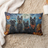 スコティッシュテリアハロウィン不気味 ランバークッション (ブランケット)