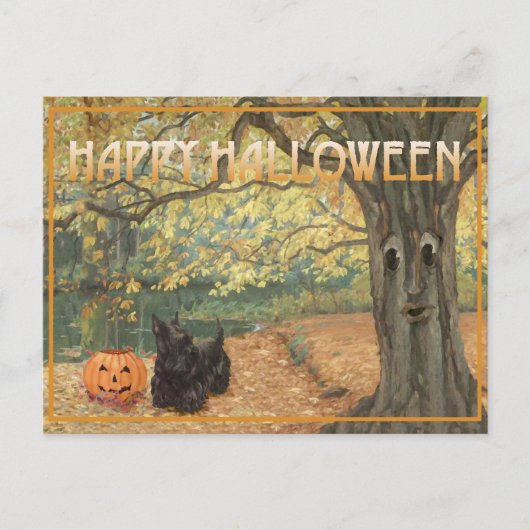 スコティッシュテリアハロウィン ポストカード (正面)