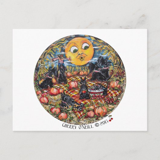 スコティッシュテリアハロウィーンピクニック ポストカード (正面)