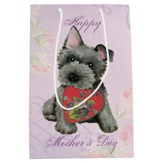 スコティッシュテリアハートママミディアム抱き枕 ミディアムペーパーバッグ (正面)