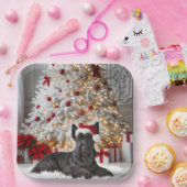 スコティッシュテリアバイクリスマスツリー ペーパープレート (パーティー)