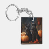 スコティッシュテリアパピーオータムデライトカボチャ キーホルダー (正面左)