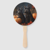 スコティッシュテリアパピーオータムデライトカボチャ ハンドファン (正面)