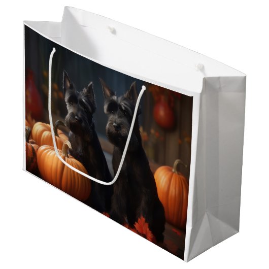 スコティッシュテリアパピーオータムデライトカボチャ ラージペーパーバッグ (正面アングル)