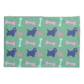 スコティッシュテリアパピーボーンズ薄緑ピローC 枕カバー (裏面)