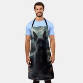 スコティッシュテリアパンプキンスハロウィーン怖い エプロン (着用した状態)