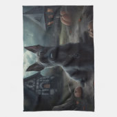 スコティッシュテリアパンプキンスハロウィーン怖い キッチンタオル (縦)