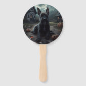 スコティッシュテリアパンプキンスハロウィーン怖い ハンドファン (裏面)