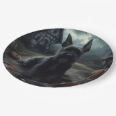 スコティッシュテリアパンプキンスハロウィーン怖い ペーパープレート (アングル)