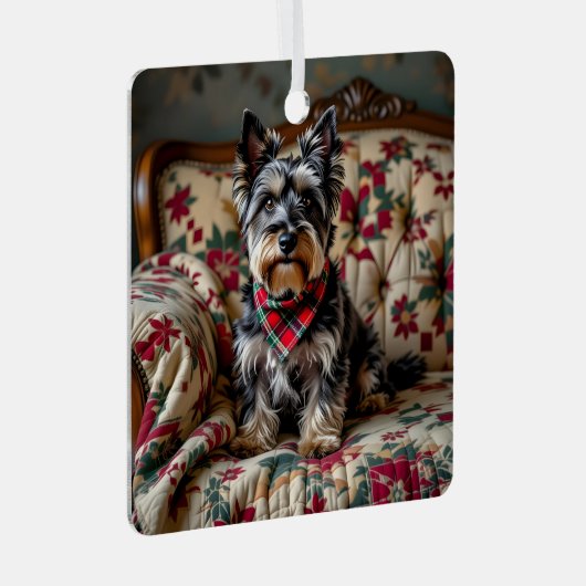 スコティッシュテリアパーソナライズされたークリスマス メタルオーナメント (正面右)