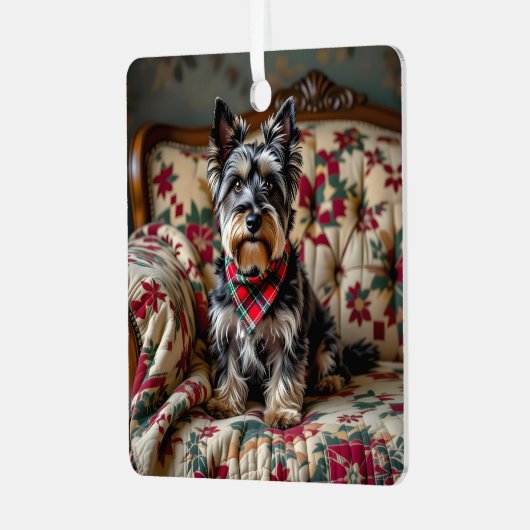 スコティッシュテリアパーソナライズされたークリスマス メタルオーナメント (正面左)
