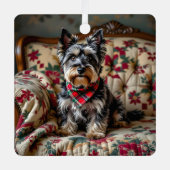 スコティッシュテリアパーソナライズされたークリスマス メタルオーナメント (正面)