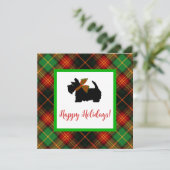 スコティッシュテリアプレイドホリデーグリーティングカード (スタンド正面)