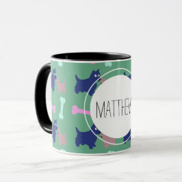 スコティッシュテリアボーンズMonogram Nameコンボマグカップ マグカップ