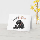 スコティッシュテリアママと子犬 カード (黄色い花)