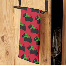 スコティッシュテリアメリークリスマス キッチンタオル