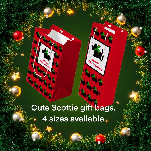 スコティッシュテリアメリークリスマス ワインギフトバッグ