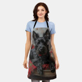 スコティッシュテリアードッグクリスマスフェスティバル エプロン (着用した状態)