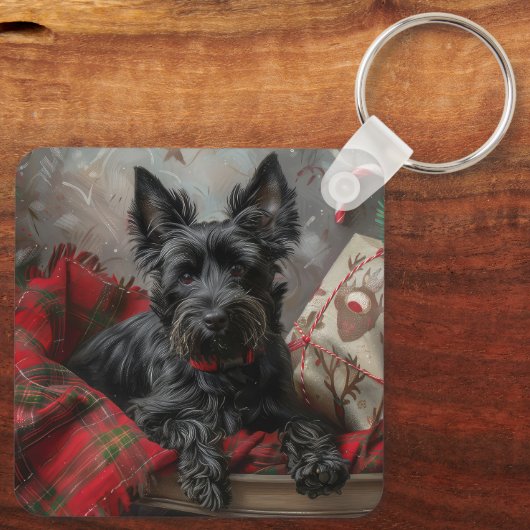 スコティッシュテリアードッグクリスマスフェスティバル キーホルダー (裏面)