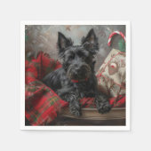 スコティッシュテリアードッグクリスマスフェスティバル スタンダードカクテルナプキン (正面)