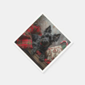 スコティッシュテリアードッグクリスマスフェスティバル スタンダードカクテルナプキン (角)
