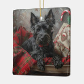 スコティッシュテリアードッグクリスマスフェスティバル セラミックオーナメント (左)