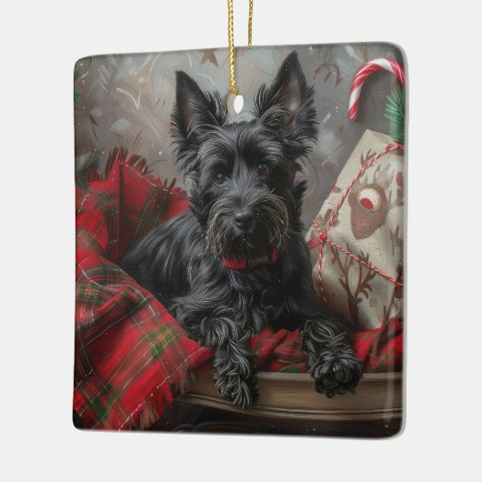 スコティッシュテリアードッグクリスマスフェスティバル セラミックオーナメント (左)