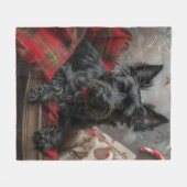 スコティッシュテリアードッグクリスマスフェスティバル フリースブランケット (正面(横))