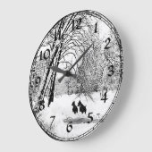 スコティッシュテリア冬の雪時計 ラージ壁時計 (傾斜)