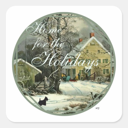 スコティッシュテリア古ファッションド冬 スクエアシール (正面)