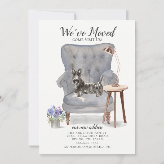 スコティッシュテリア引っ越しましたの移動告知 案内状 (正面)