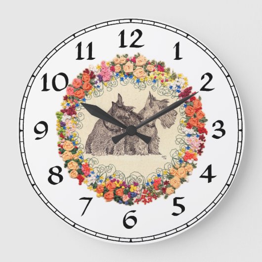 スコティッシュテリア時計 ラージ壁時計 (正面)