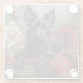 スコティッシュテリア犬のクリスマス ガラスコースター (裏面)