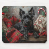 スコティッシュテリア犬のクリスマス マウスパッド (正面)
