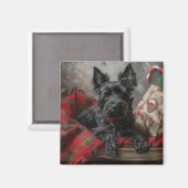 スコティッシュテリア犬のクリスマス マグネット (正面/裏面)