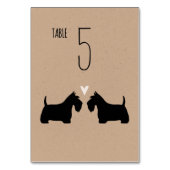 スコティッシュテリア犬シルエット結婚式レセプション テーブルナンバー (裏面)