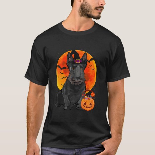 スコティッシュテリア犬ハロウィーンハロウィーンのカボチャのちょうちんポンプ Tシャツ (正面)