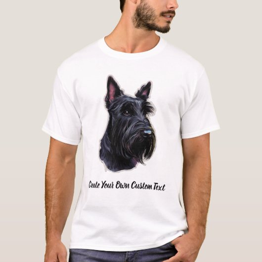 スコティッシュテリア犬 オリジナルテキスト作成可能 Tシャツ (正面)