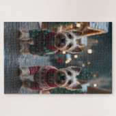 スコティッシュテリア犬 クリスマス スノー ホリデー ジグソーパズル (横)