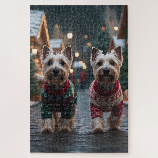 スコティッシュテリア犬 クリスマス スノー ホリデー ジグソーパズル (縦)