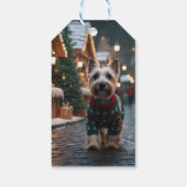 スコティッシュテリア犬 クリスマス 雪 冬の休日 ギフトタグ (裏面)